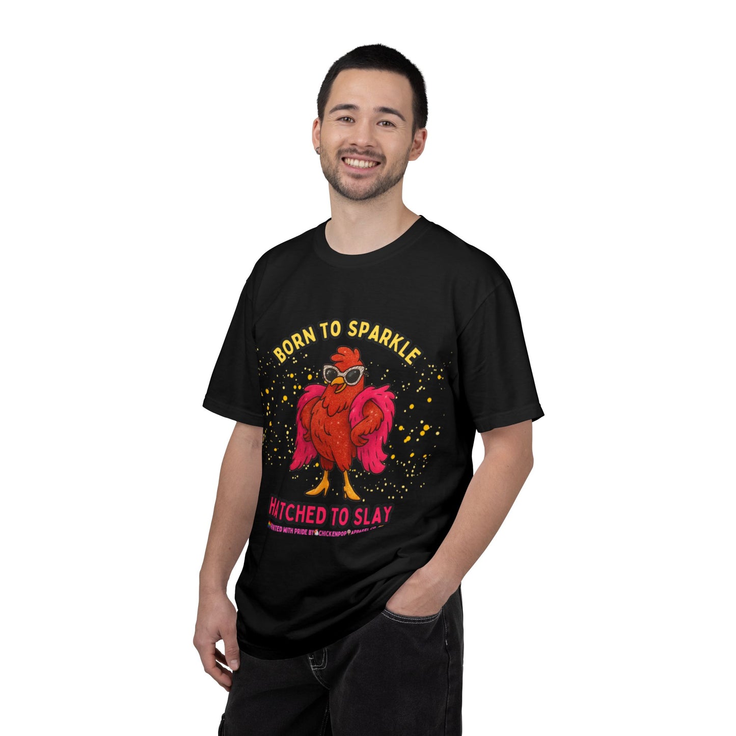 Pride LGBTQ Born to Sparkle Rooster T-Shirt — Hatched to Slay Graphic Tee