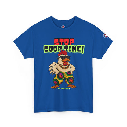 Stop COOP TIME! Funny Chicken T-Shirt – MC Coop Daddy 90s Hip Hop Parody Tee | Unisex Heavy Cotton | ChickenPop Apparel