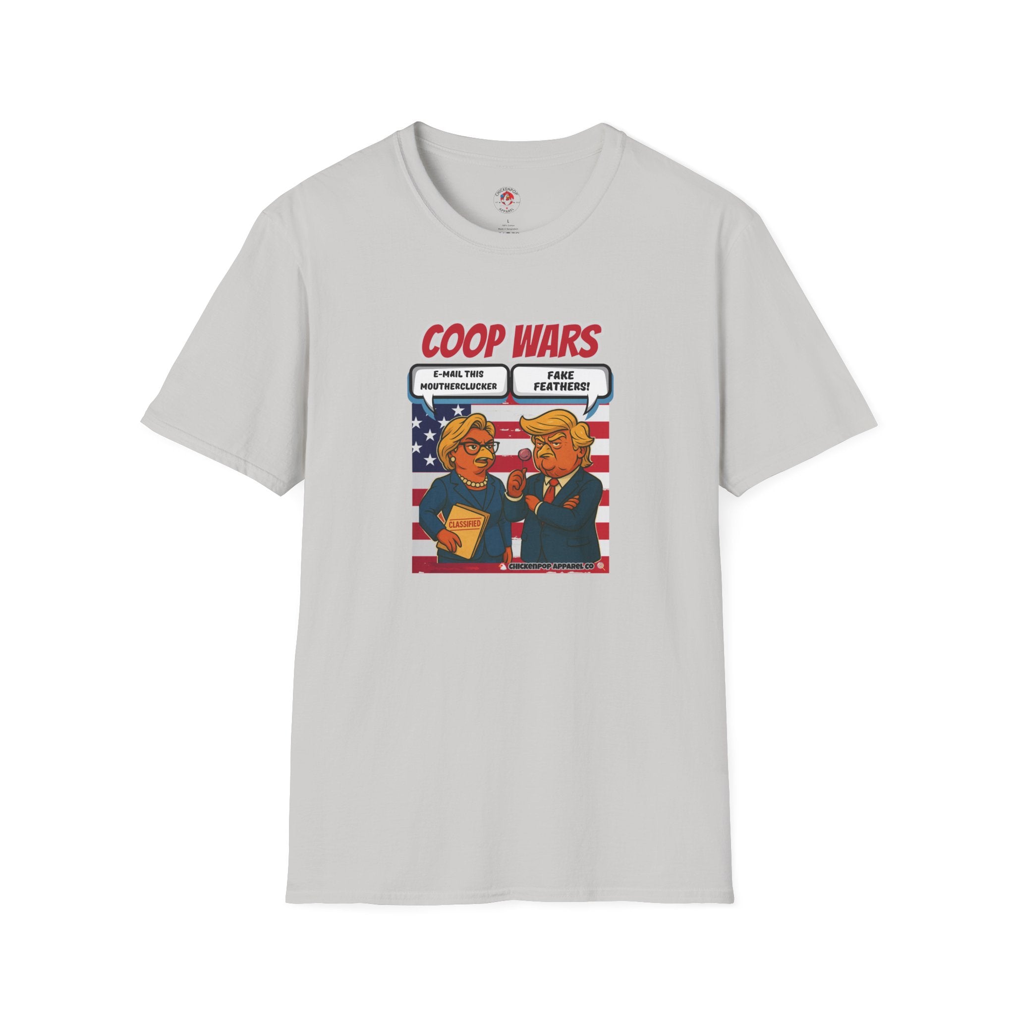 Coop Wars™ Tee – Hilaregg Cluckton vs. Cock-a-Doodle-Don | Political Chicken Fight Shirt