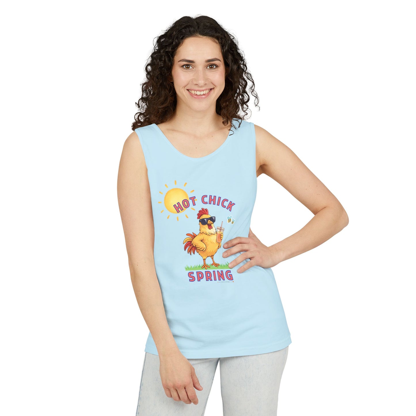 Hot Chick Spring Tank Top – Funny Chicken Graphic Tank, Big Chick Energy Summer Shirt, Cute Sassy Tank