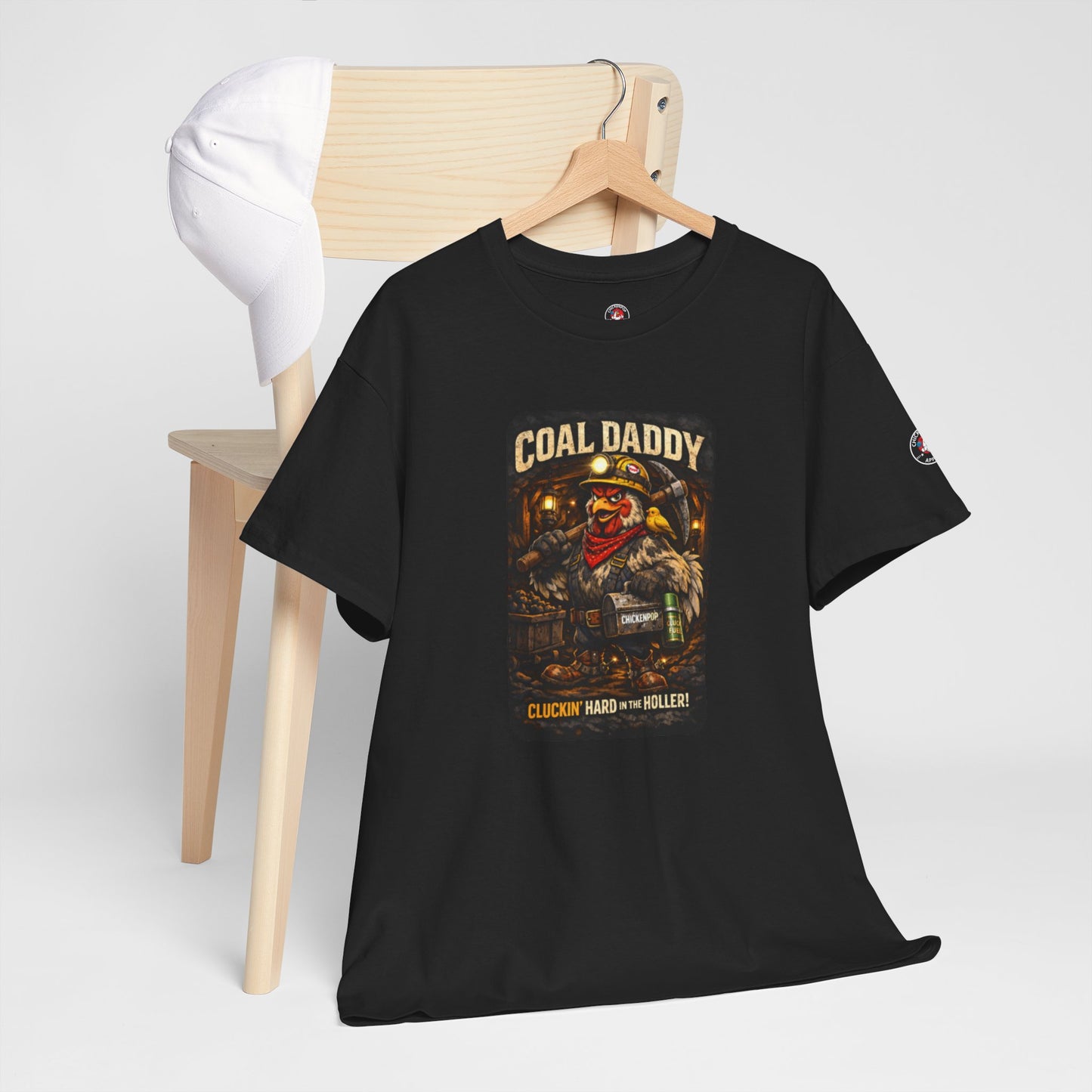 Coal Daddy “Cluckin’ Hard in the Holler” T-Shirt – Coop Daddy Underground Edition Black Graphic Tee | ChickenPop Apparel