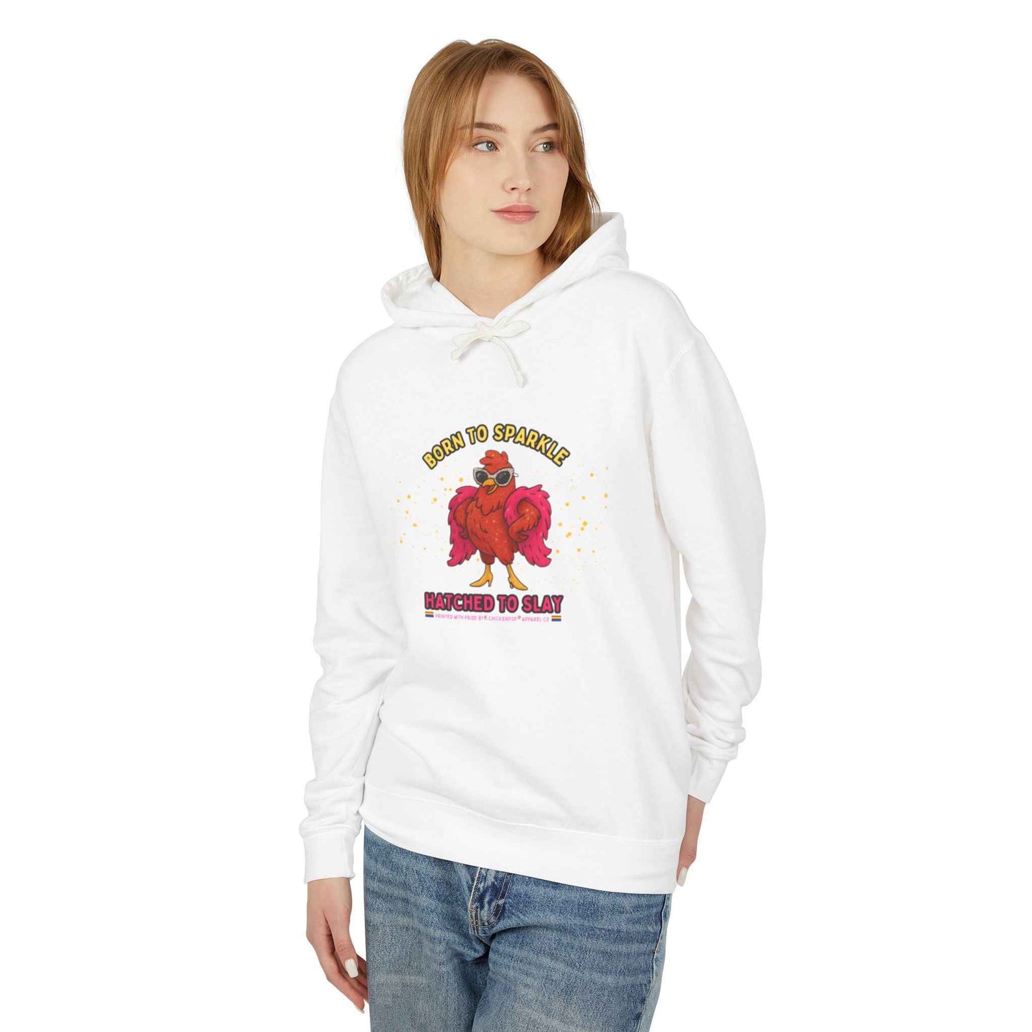 Pride LGBTQ Born to Sparkle Rooster Hoodie — Hatched to Slay Graphic Hoodie