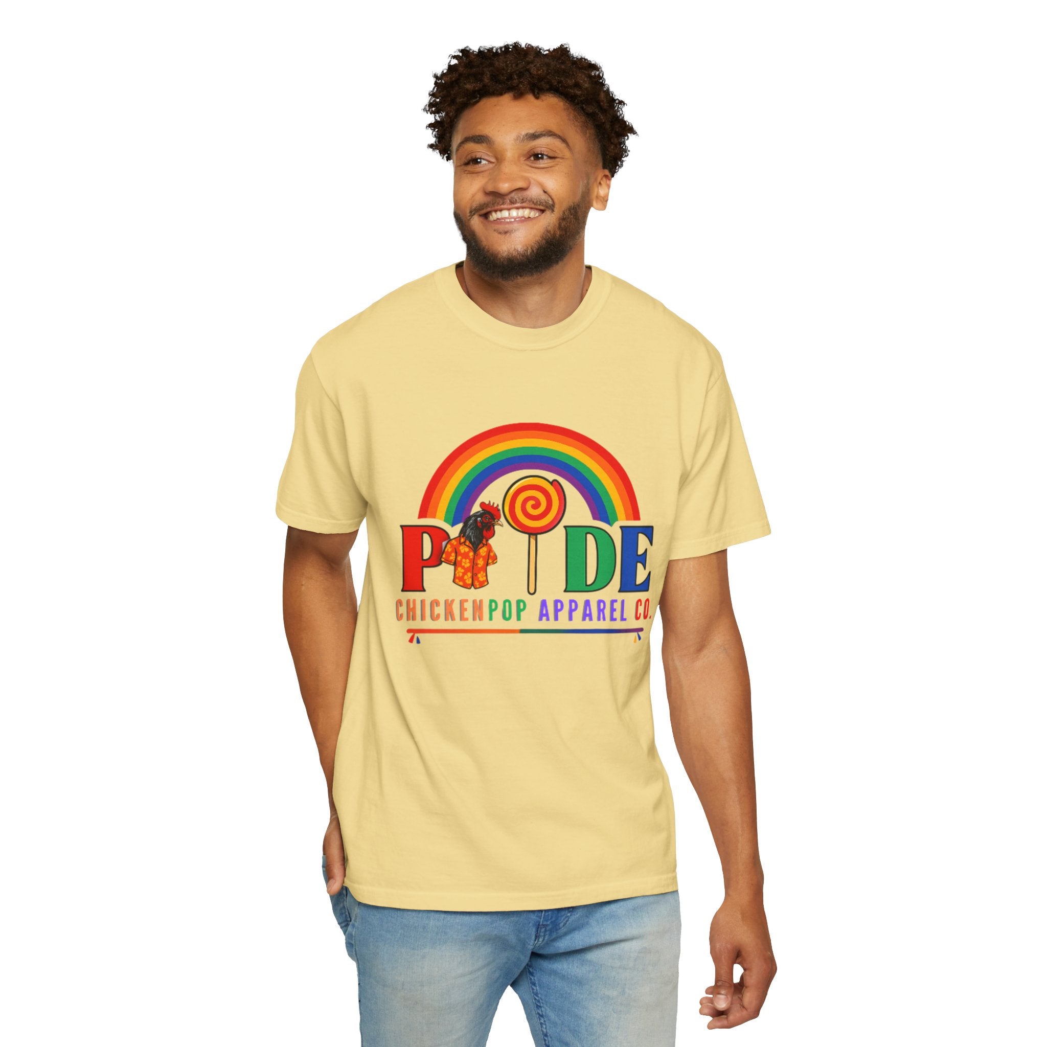 Pride Rainbow Lollipop T-Shirt — "PRIDE" ChickenPop Apparel Co. Graphic Tee