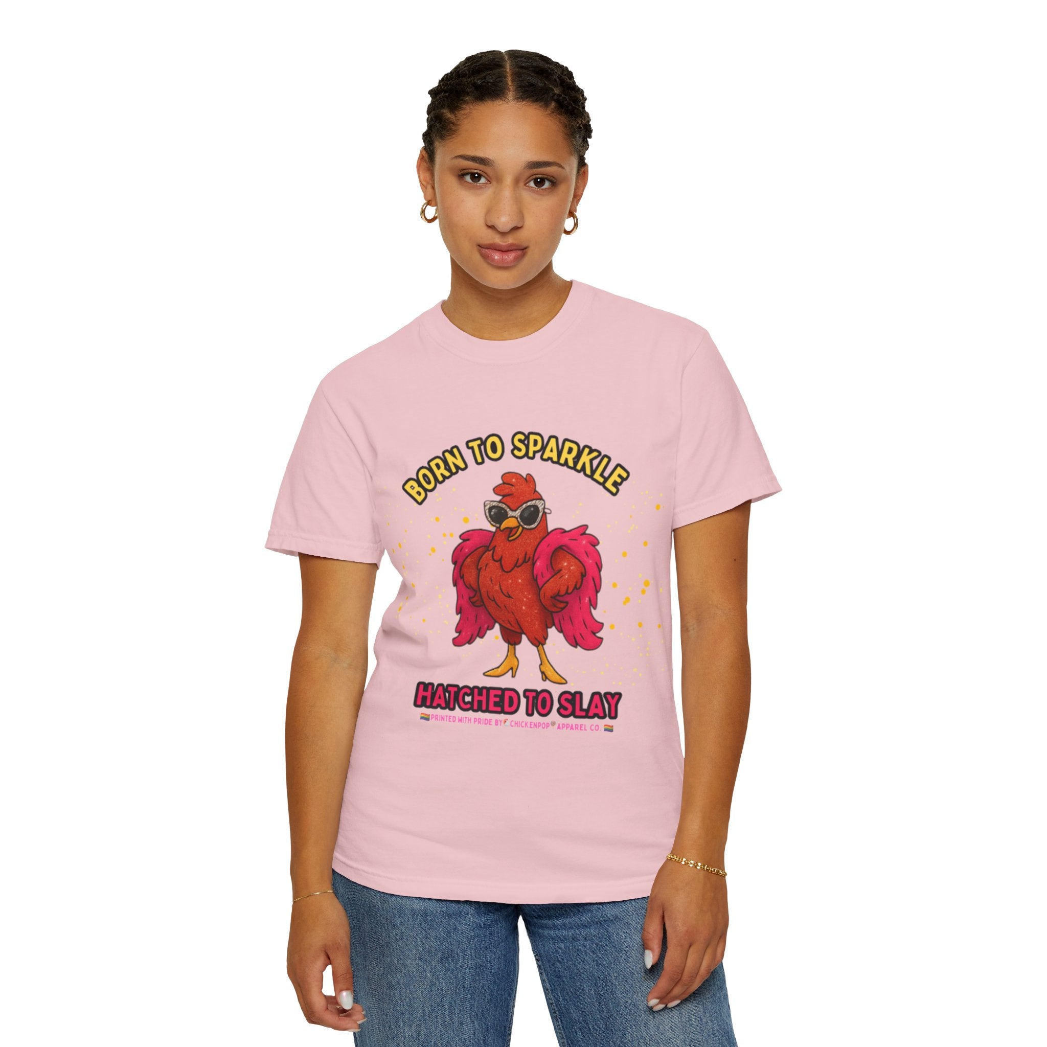 Pride LGBTQ Born to Sparkle Rooster T-Shirt — Hatched to Slay Graphic Tee