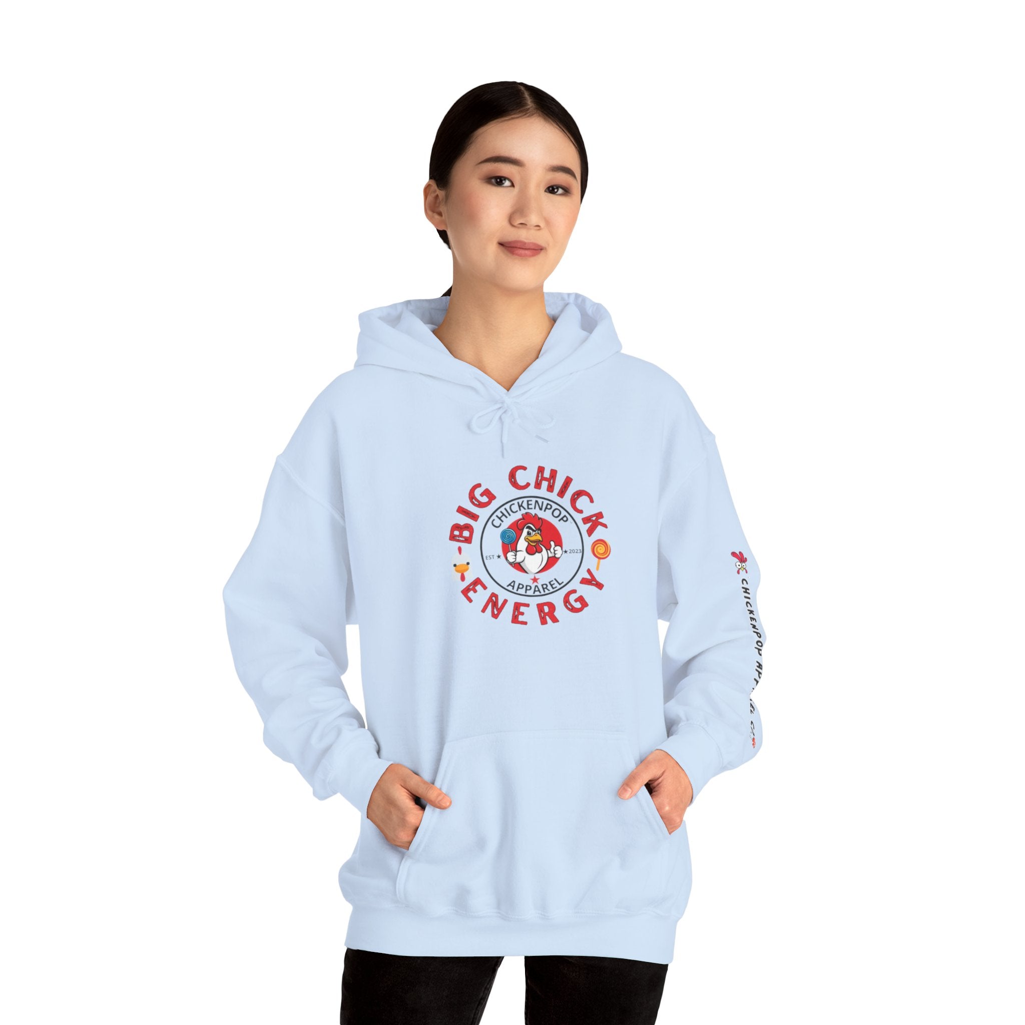 Big Chick Energy Unisex Hoodie — ChickenPop Apparel Logo Sweatshirt