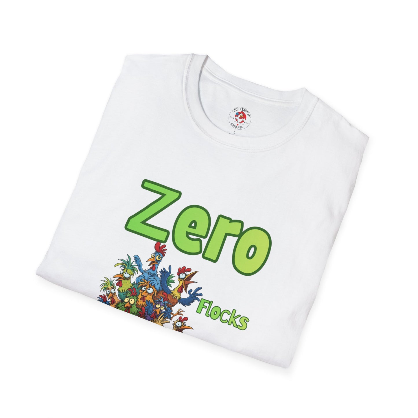 Zero Flocks Given T-Shirt – Funny Chicken Graphic Tee in Black | ChickenPop Apparel Unisex Shirt