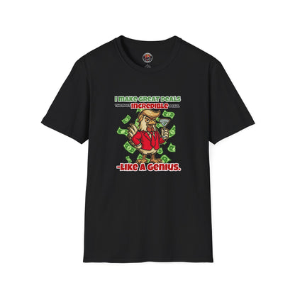 Cock-a-Doodle-Don “Like a Genius” Money Deal Rooster Tee – Funny Political Satire Shirt | ChickenPop Apparel Co.