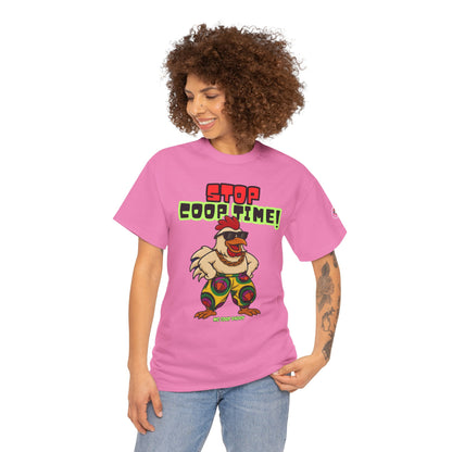 Stop COOP TIME! Funny Chicken T-Shirt – MC Coop Daddy 90s Hip Hop Parody Tee | Unisex Heavy Cotton | ChickenPop Apparel