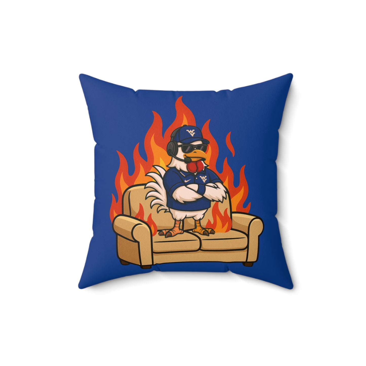 Big Rich Energy 'Burnin' Down the Couch's  Spun Polyester Square Pillow Royal Blue