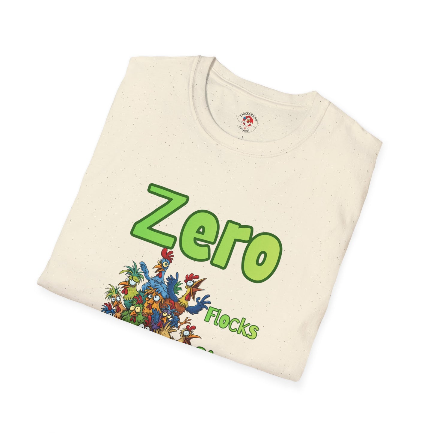 Zero Flocks Given T-Shirt – Funny Chicken Graphic Tee in Black | ChickenPop Apparel Unisex Shirt