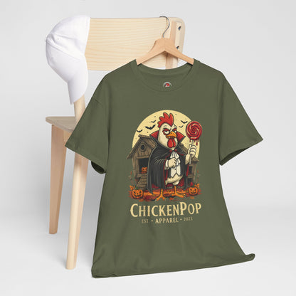 ChickenPop Sucker For a Pop Vampire Rooster Halloween T-Shirt – Funny Spooky Graphic Tee for Fall & Costume Season