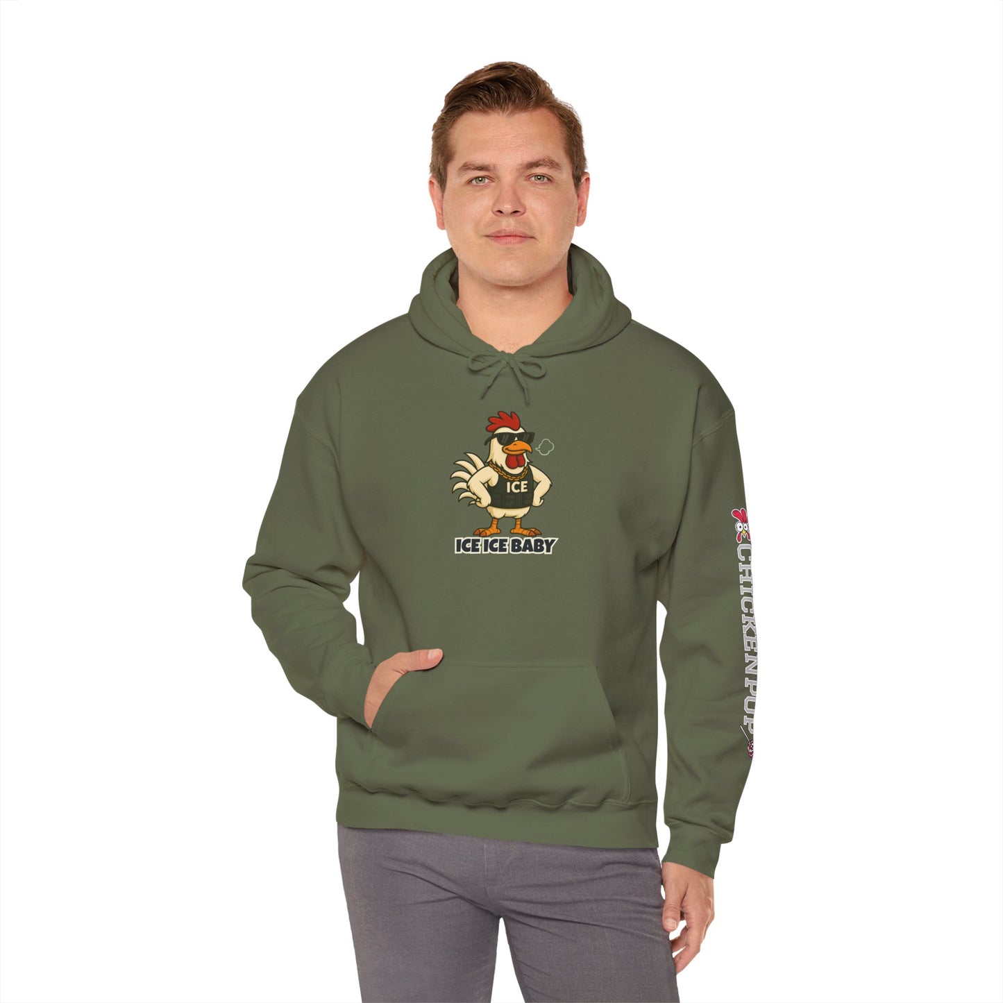 🧊 ICE ICE BABY Funky Chicken Agent Hoodie – Coop Daddy Parody Hoodie for Music & Poultry Fans
