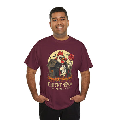 ChickenPop Sucker For a Pop Vampire Rooster Halloween T-Shirt – Funny Spooky Graphic Tee for Fall & Costume Season