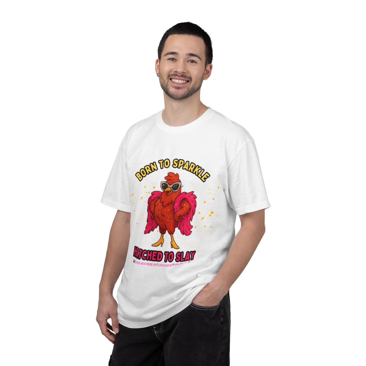 Pride LGBTQ Born to Sparkle Rooster T-Shirt — Hatched to Slay Graphic Tee