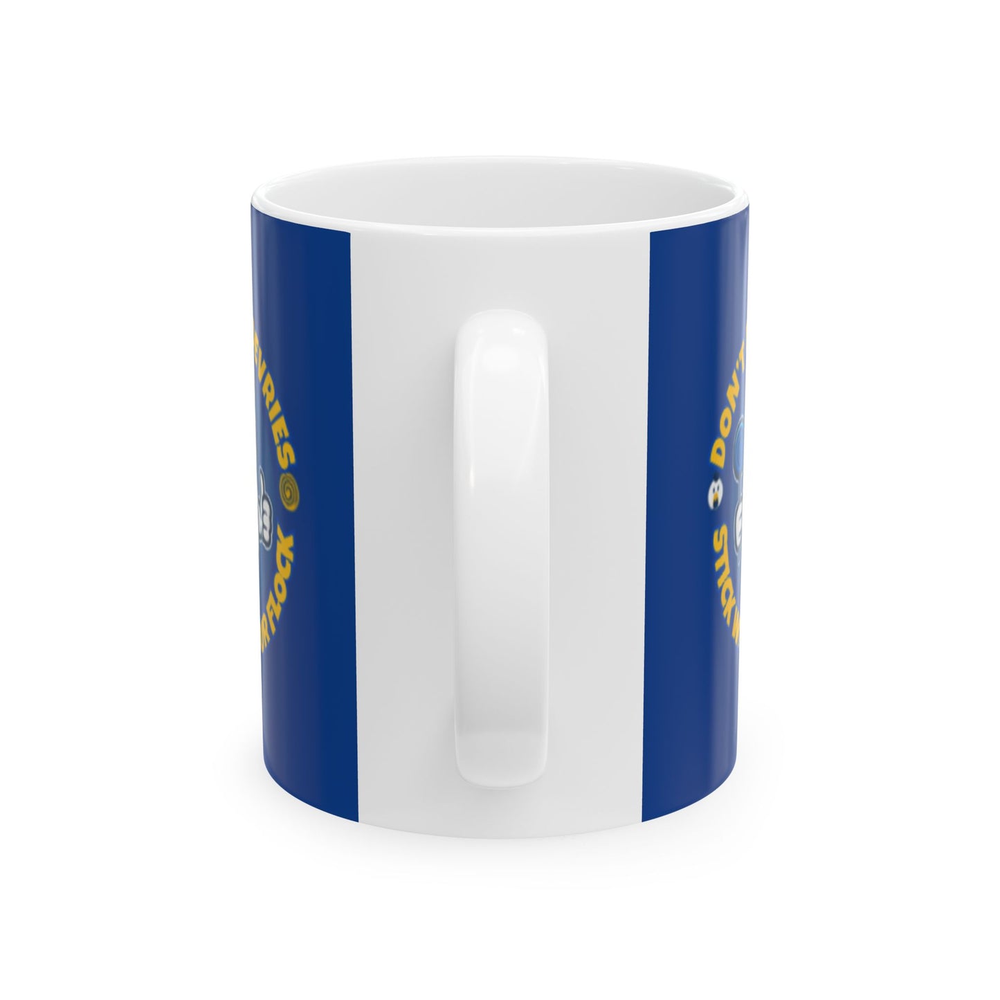 Don’t Be A Devries Mug – Stick With Your Flock Funny Coffee Mug – Bold Yellow Ceramic Mug for Fans & Loyal Flock Blue