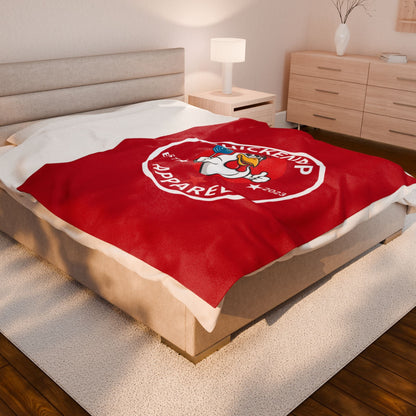 ChickenPop Original Logo Velveteen Plush Blanket Red
