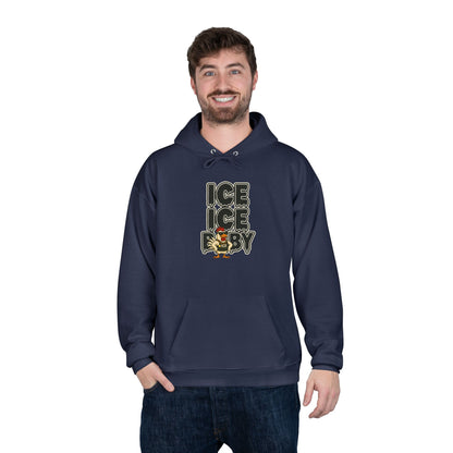 ICE ICE BABY Funny Chicken Hoodie – Retro Hip-Hop Pullover for Music Fans, Students & Cold-Weather Comedians
