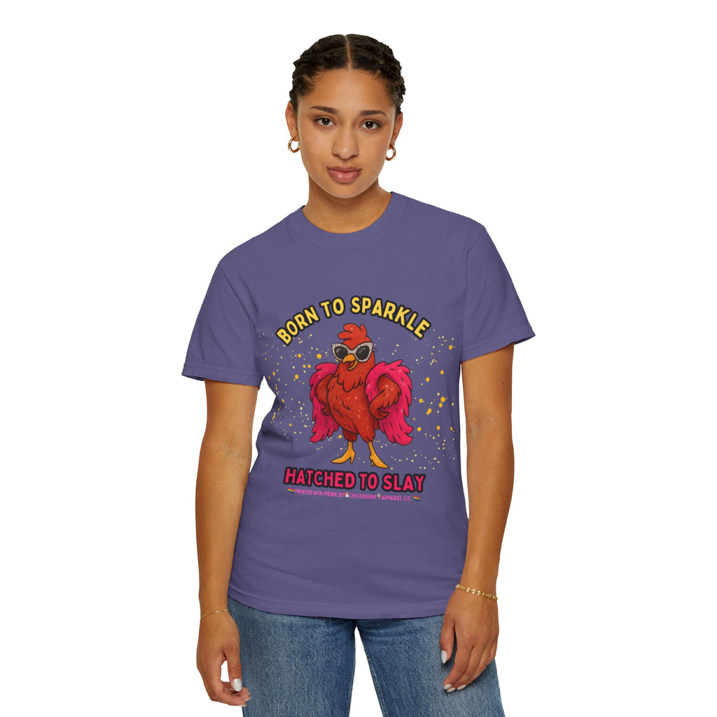 Pride LGBTQ Born to Sparkle Rooster T-Shirt — Hatched to Slay Graphic Tee