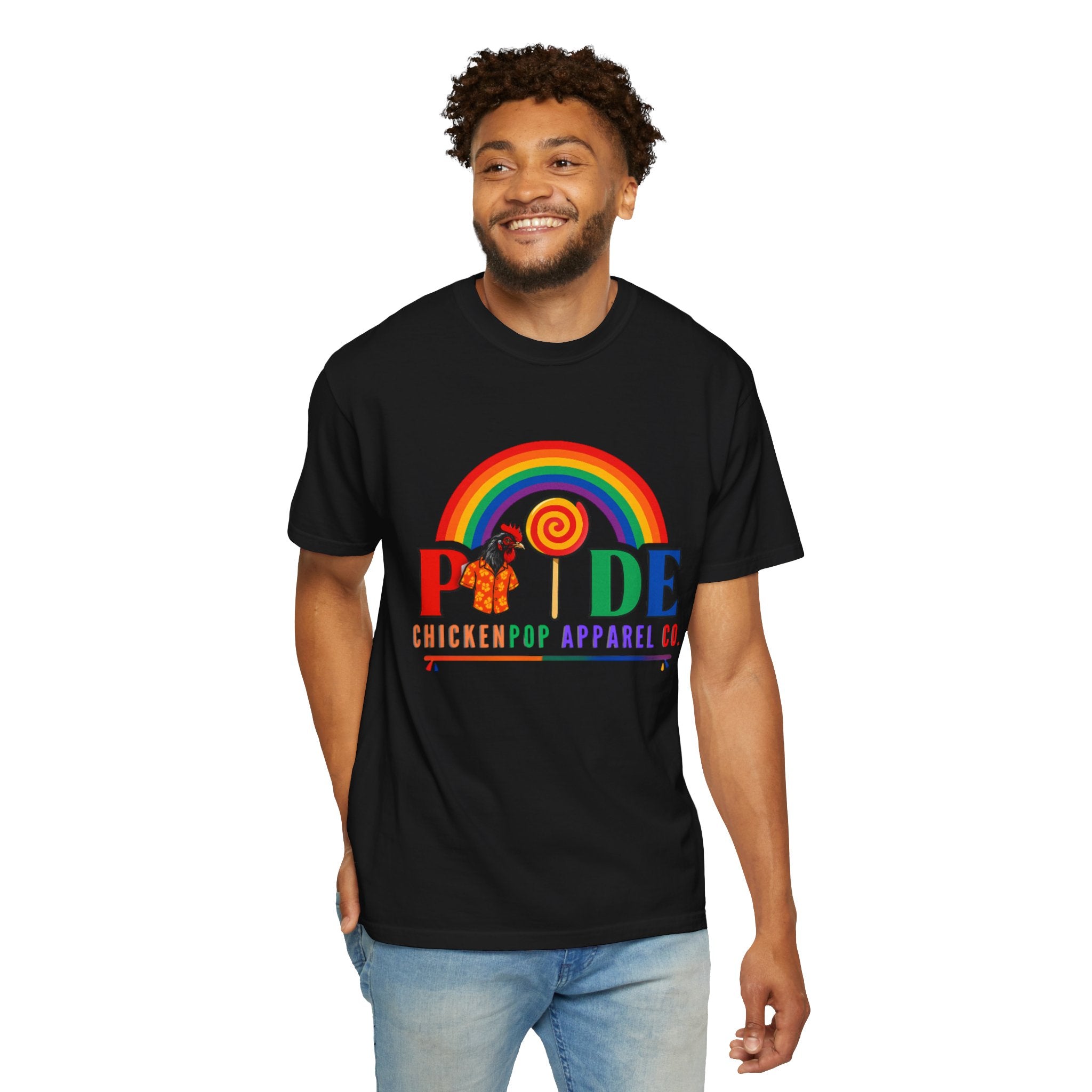 Pride Rainbow Lollipop T-Shirt — "PRIDE" ChickenPop Apparel Co. Graphic Tee