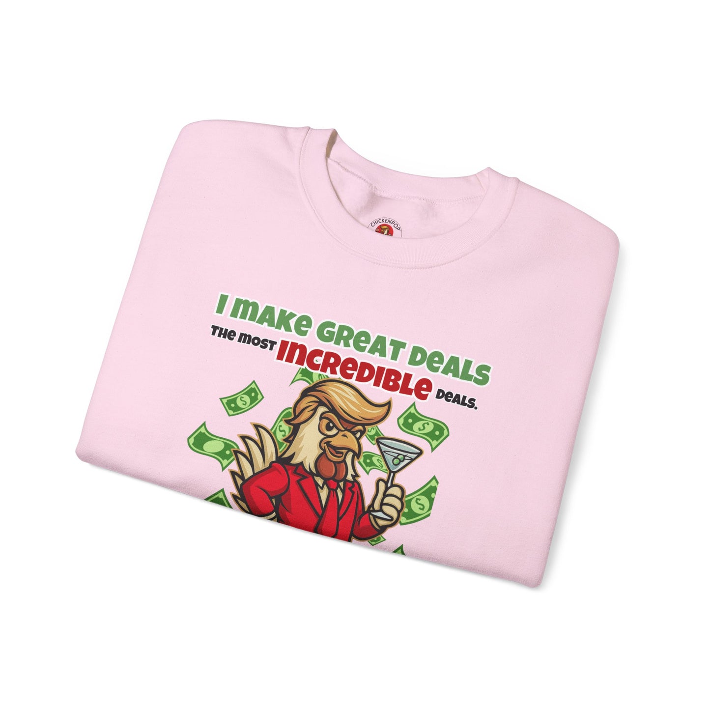 Like A Genius Crewneck Sweatshirt – Funny Political Graphic Pullover | Unisex Heavy Blend with ChickenPop Logo | Ethically Made & Cozy Cold-Weather Humor