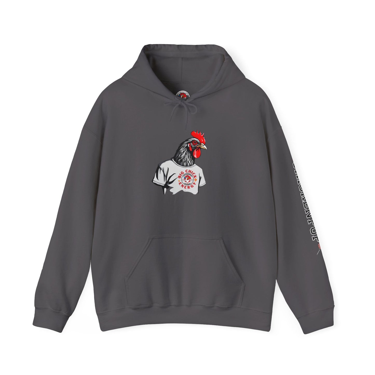 Big Chick Energy Giant Rooster Logo Unisex Hoodie - ChickenPop Arm Logo Edition