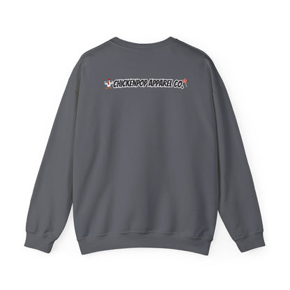 Coop Wars Crewneck Sweatshirt – Funny Political Graphic Pullover | Unisex Heavy Blend with ChickenPop Logo | Ethically Made & Cozy Cold-Weather Humor