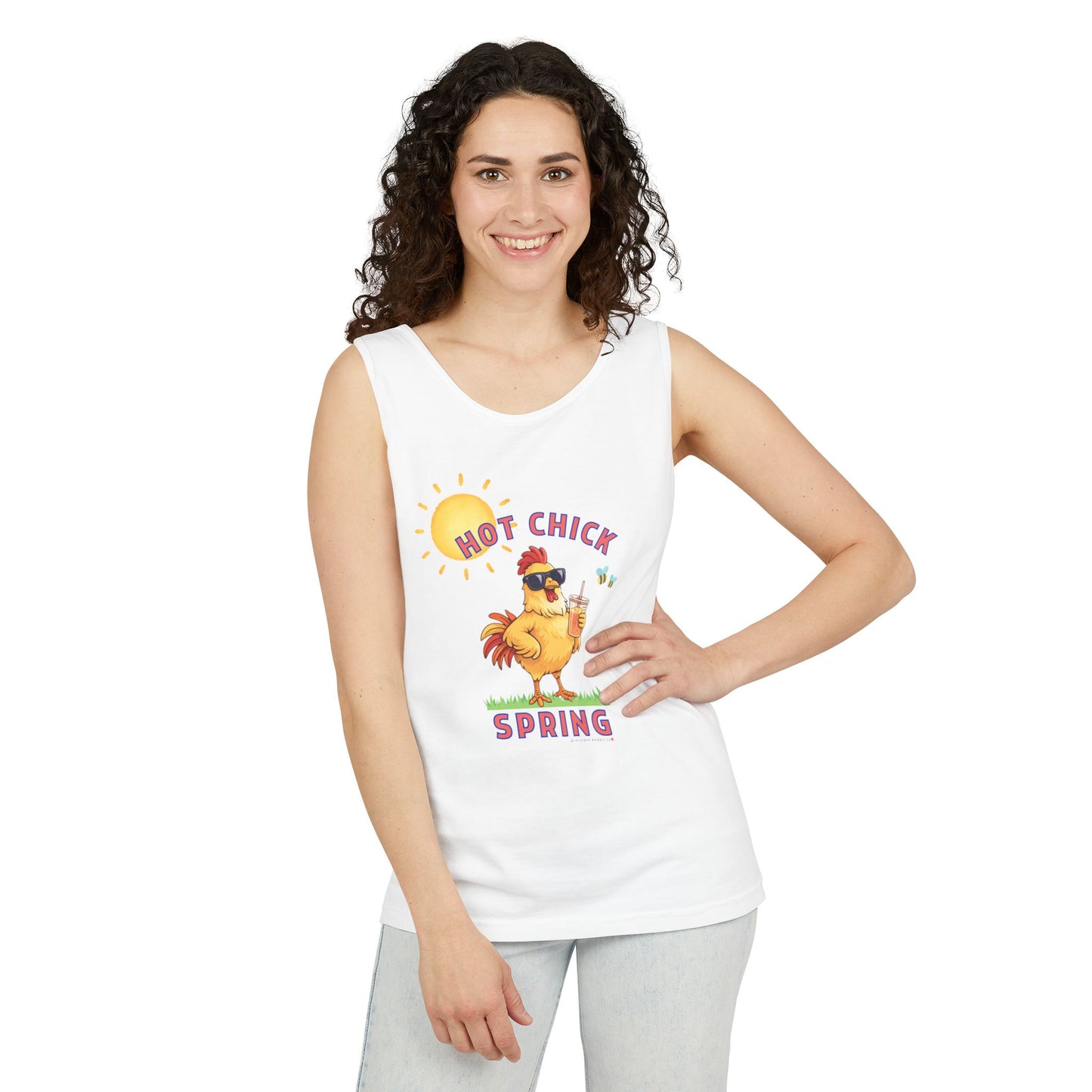 Hot Chick Spring Tank Top – Funny Chicken Graphic Tank, Big Chick Energy Summer Shirt, Cute Sassy Tank