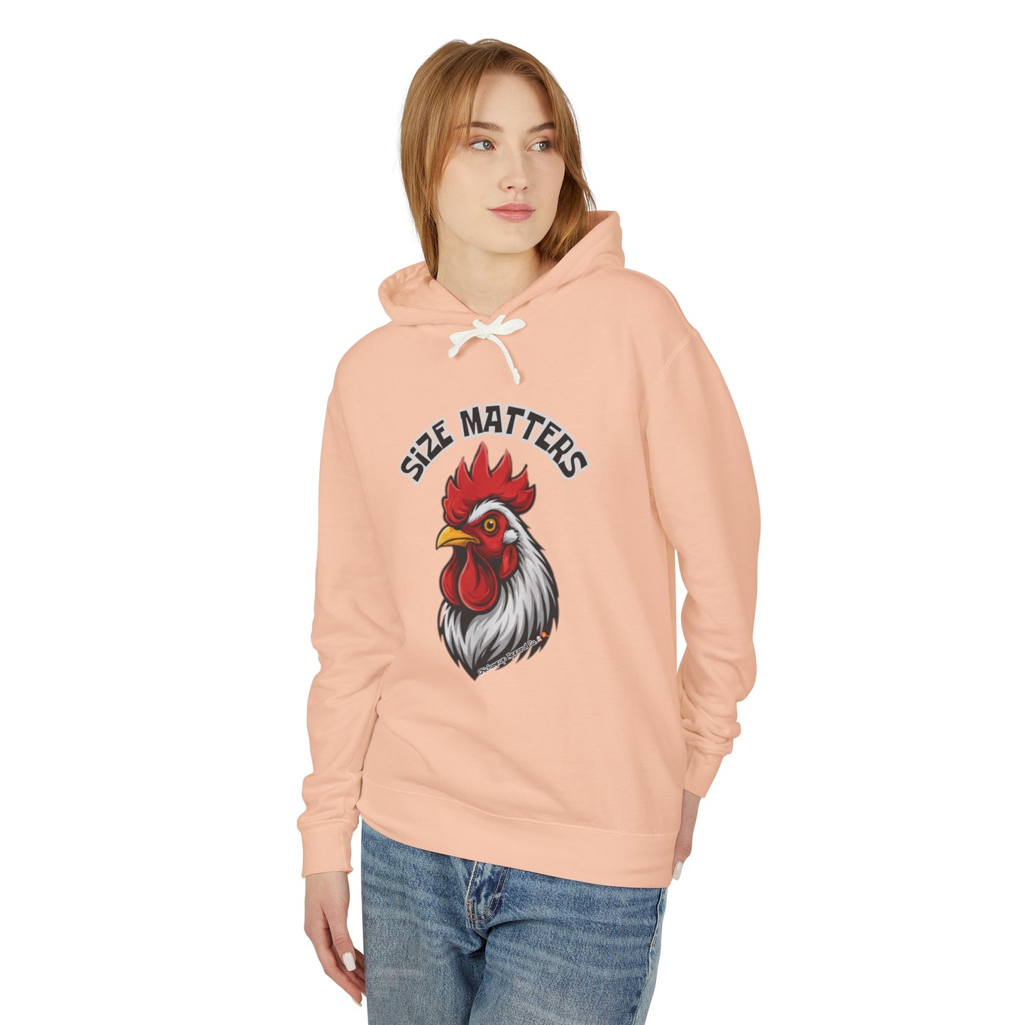 SIZE MATTERS Hoodie | Funny Chicken Apparel Sweatshirt | Bold Rooster Humor Pullover