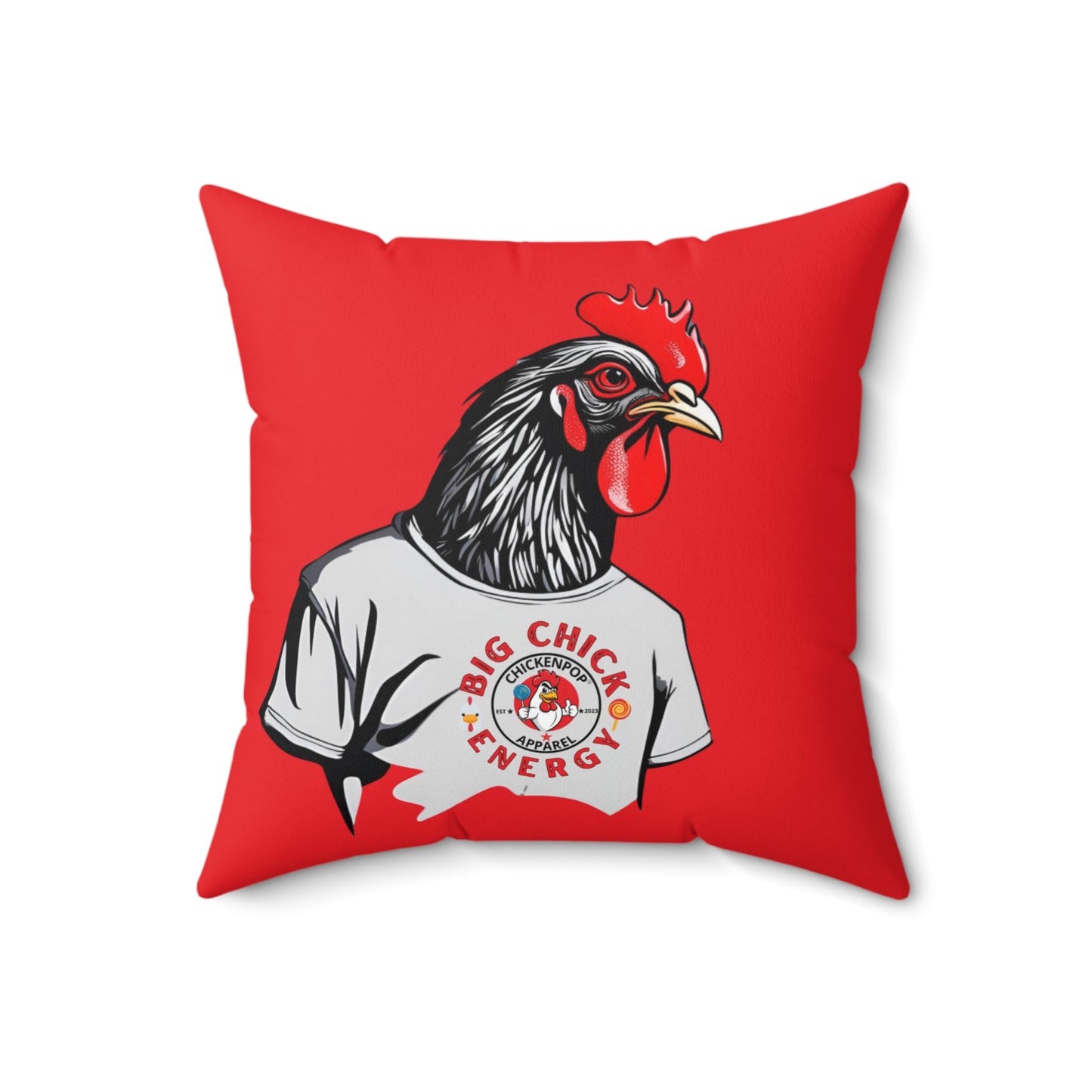 Big Chick Energy Giant Rooster Spun Polyester Square Pillow