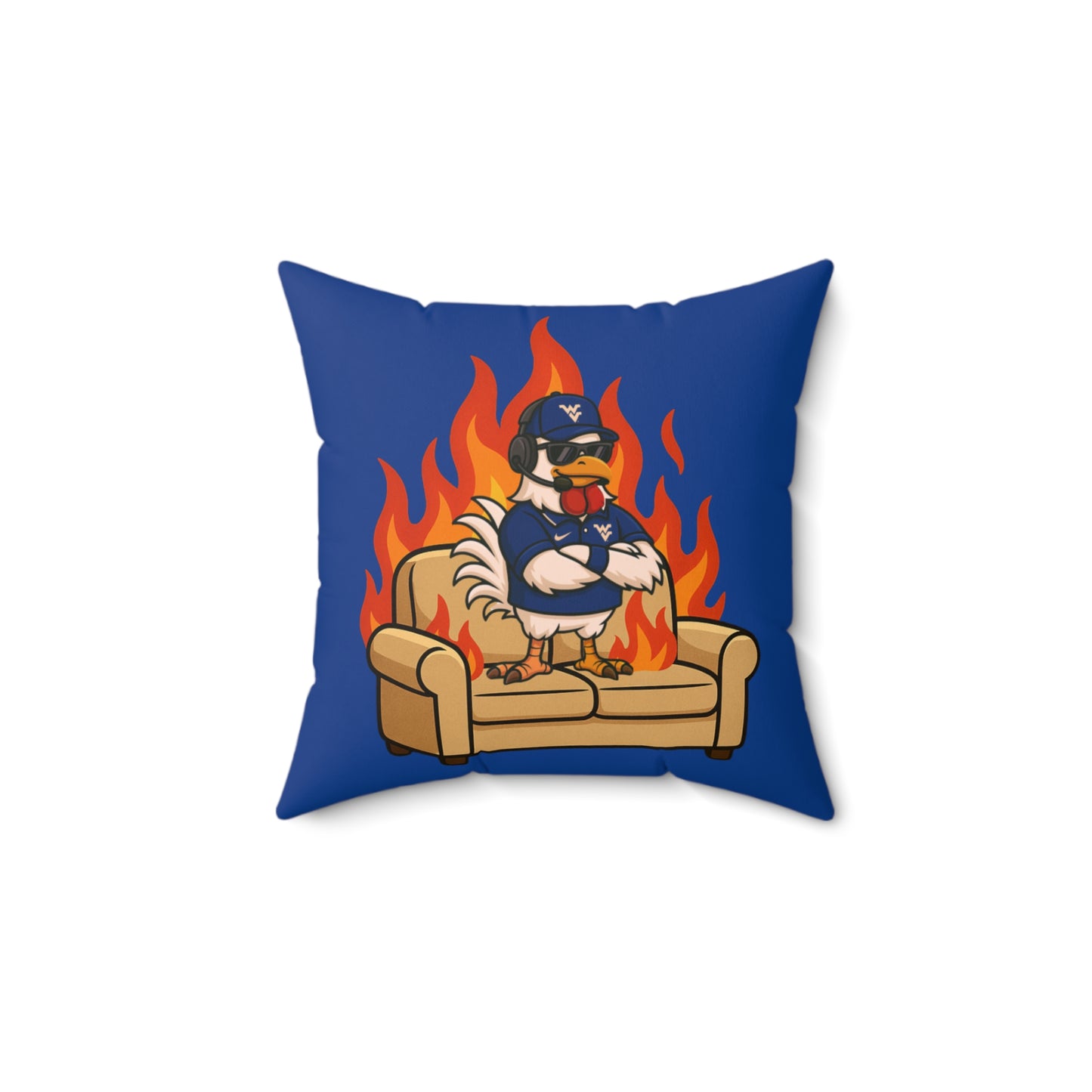 Big Rich Energy 'Burnin' Down the Couch's  Spun Polyester Square Pillow Royal Blue