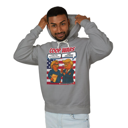 Coop Wars Hoodie – Funny Political Graphic Pullover | Unisex Relaxed Fit | Ethically Made & OEKO-TEX Certified Streetwear