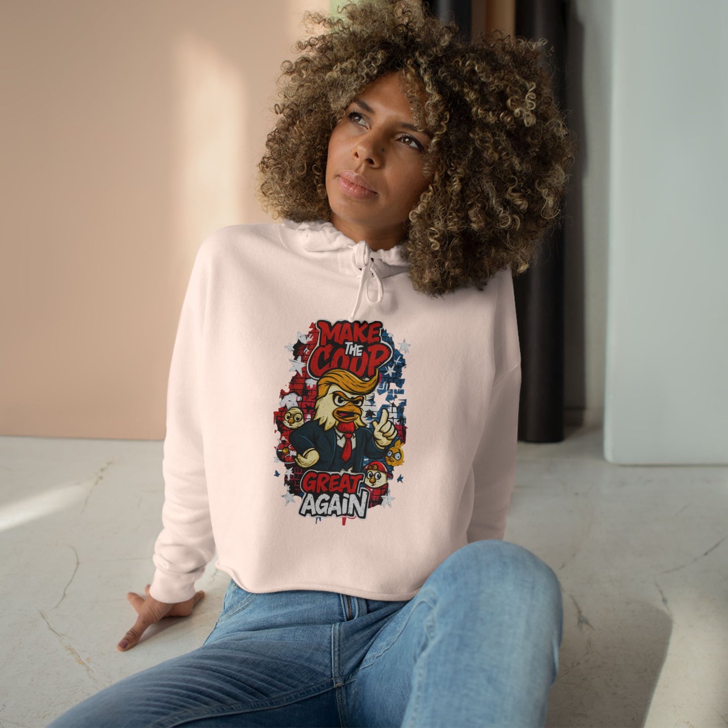 Make the Coop Great Again Cropped Sweatshirt – Cock-a-Doodle-Don Presidential Poultry 🐔🍹