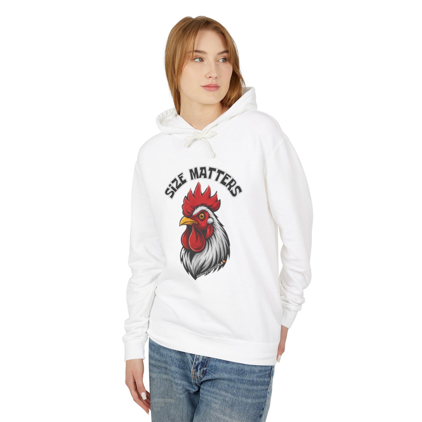 SIZE MATTERS Hoodie | Funny Chicken Apparel Sweatshirt | Bold Rooster Humor Pullover