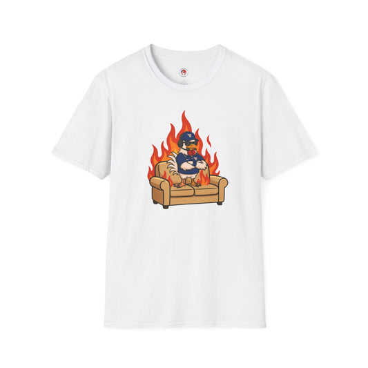 Big Rich Energy Couch Burning Shirt | Funny WVU Mountaineers Football Coach Tee | Morgantown Tradition Apparel