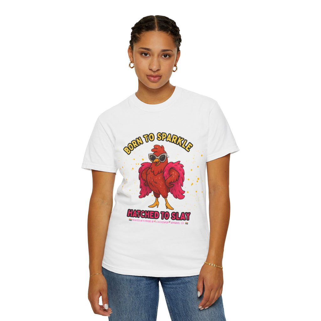 Pride LGBTQ Born to Sparkle Rooster T-Shirt — Hatched to Slay Graphic Tee