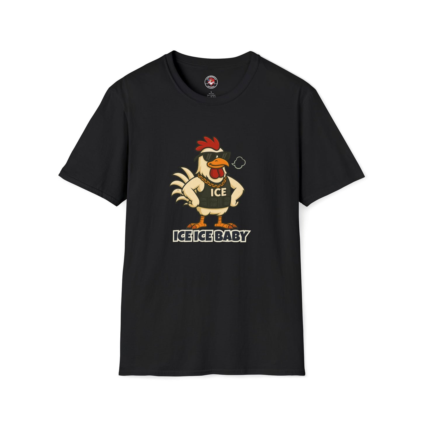 🧊 ICE ICE BABY Funky Chicken Agent T-Shirt – Coop Daddy Parody Tee for Music & Poultry Fans
