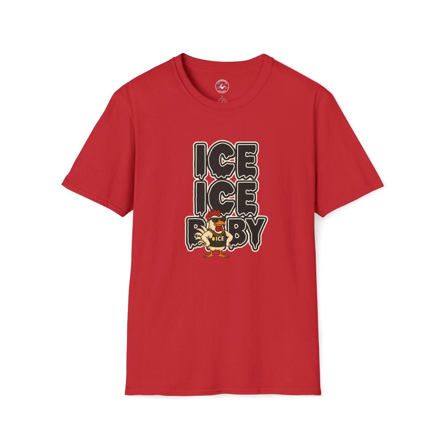 🧊 ICE ICE BABY Funny Chicken T-Shirt – Coop Daddy Parody Tee for Music & Poultry Fans