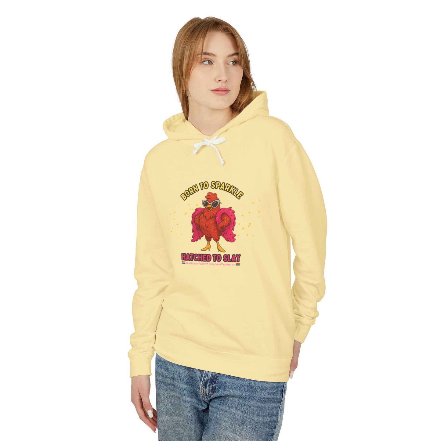 Pride LGBTQ Born to Sparkle Rooster Hoodie — Hatched to Slay Graphic Hoodie