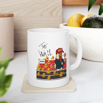 Another Chick Thru the Wall Coffee Mug – Funny Rooster Mug in 11oz or 15oz – Political Chicken Humor Gift