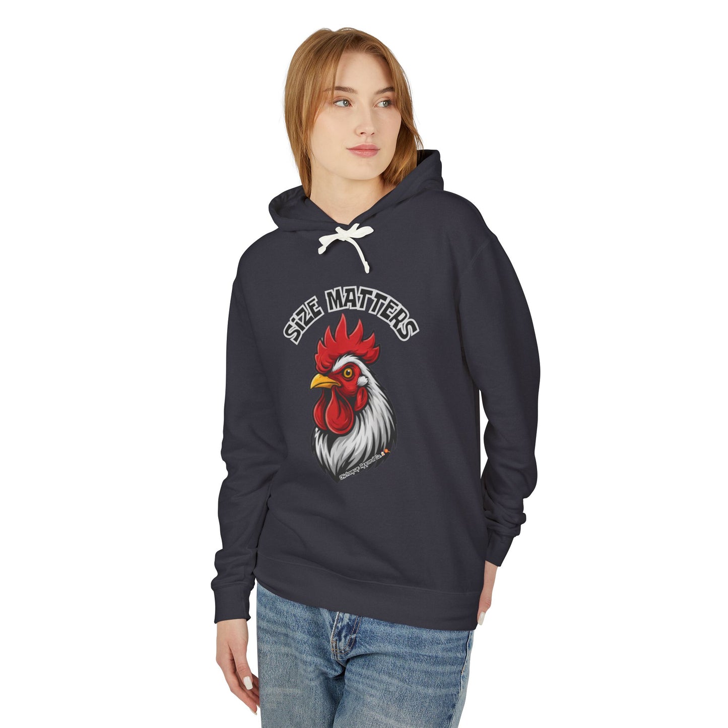 SIZE MATTERS Hoodie | Funny Chicken Apparel Sweatshirt | Bold Rooster Humor Pullover