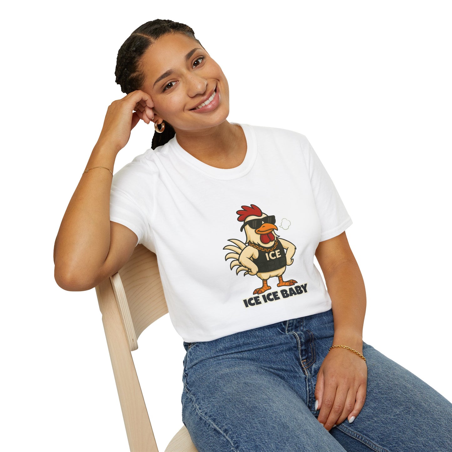 🧊 ICE ICE BABY Funky Chicken Agent T-Shirt – Coop Daddy Parody Tee for Music & Poultry Fans - Chickenpop Apparel Company