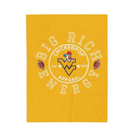 ChickenPop Apparel Big Rich Energy Original Logo Velveteen Plush Blanket Gold