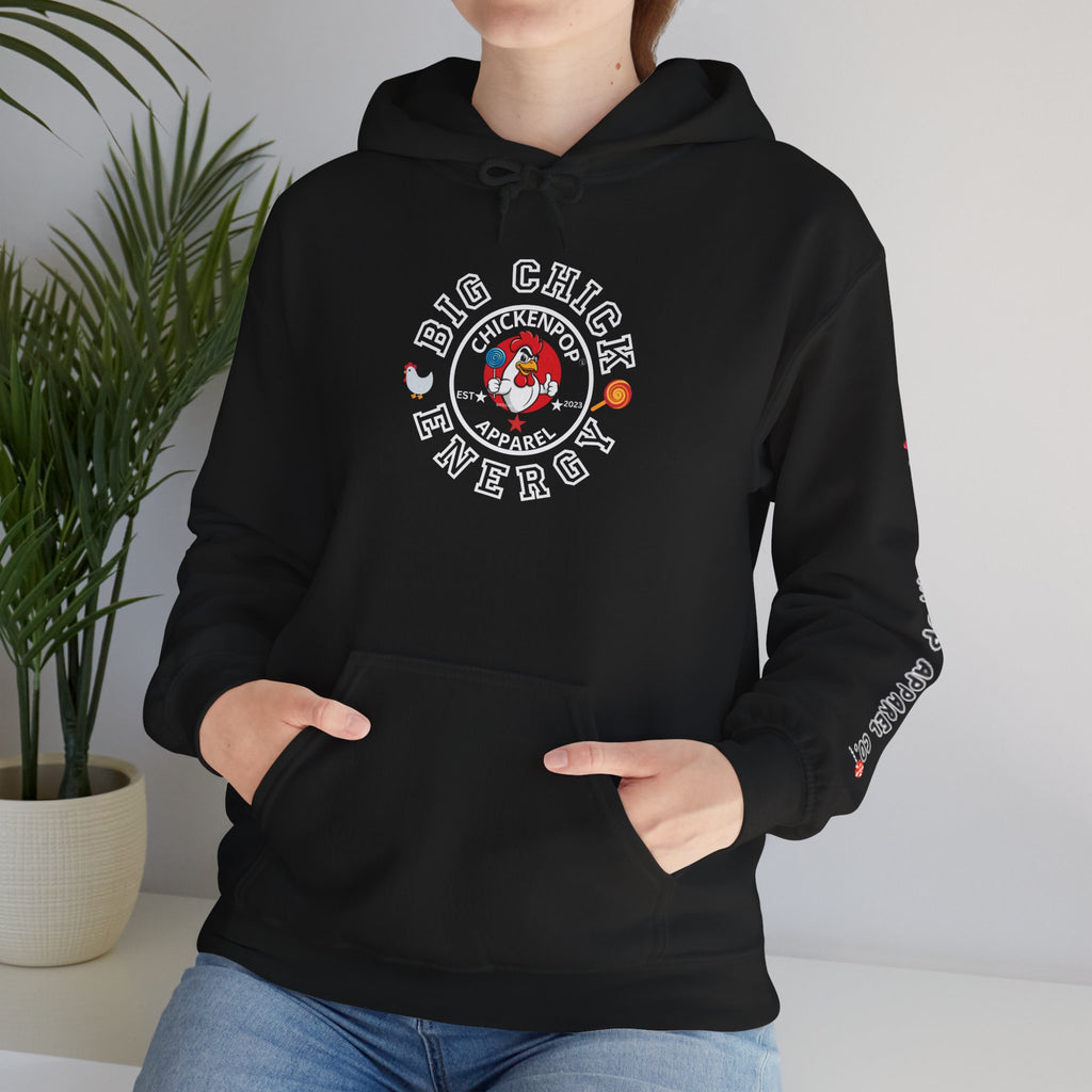 Big Chick Energy Unisex Hoodie — ChickenPop Apparel Logo Sweatshirt