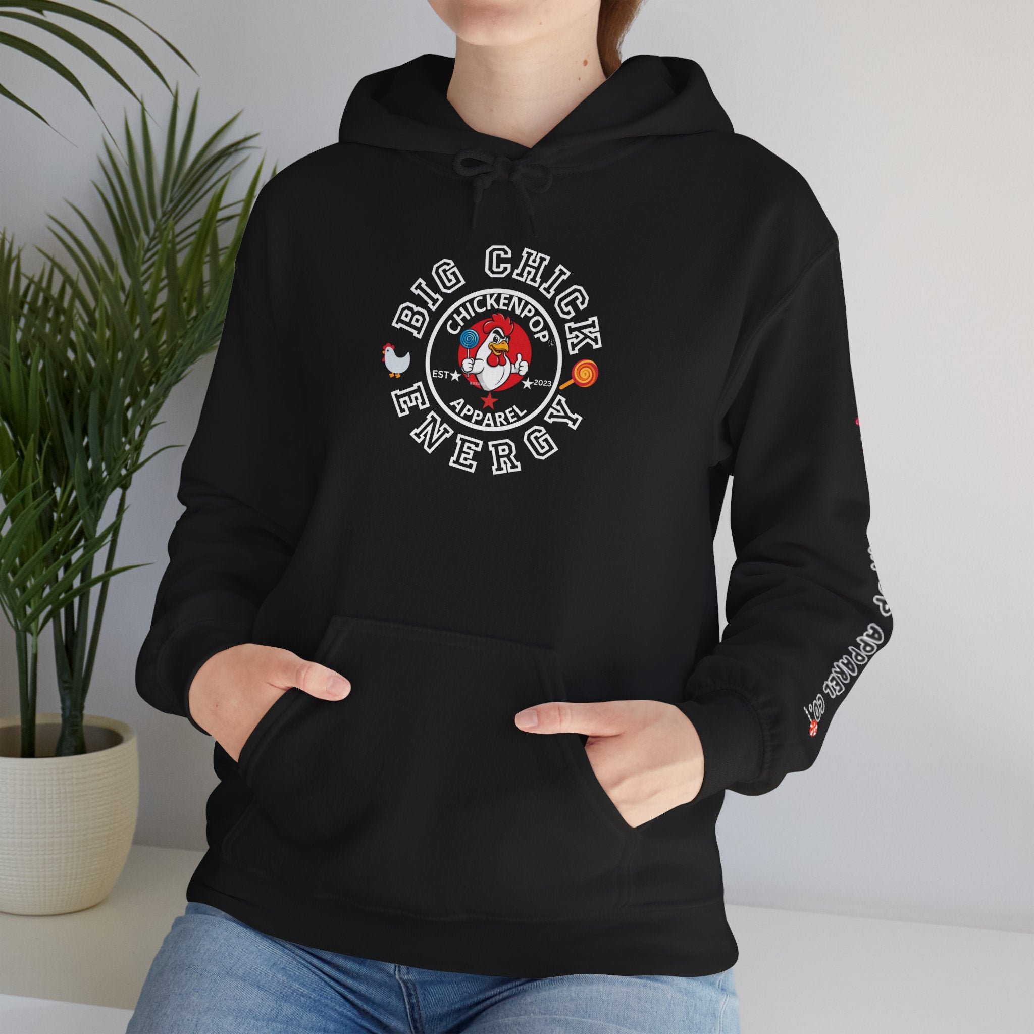 Big Chick Energy Unisex Hoodie — ChickenPop Apparel Logo Sweatshirt