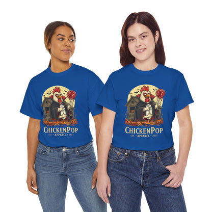 ChickenPop Sucker For a Pop Vampire Rooster Halloween T-Shirt – Funny Spooky Graphic Tee for Fall & Costume Season