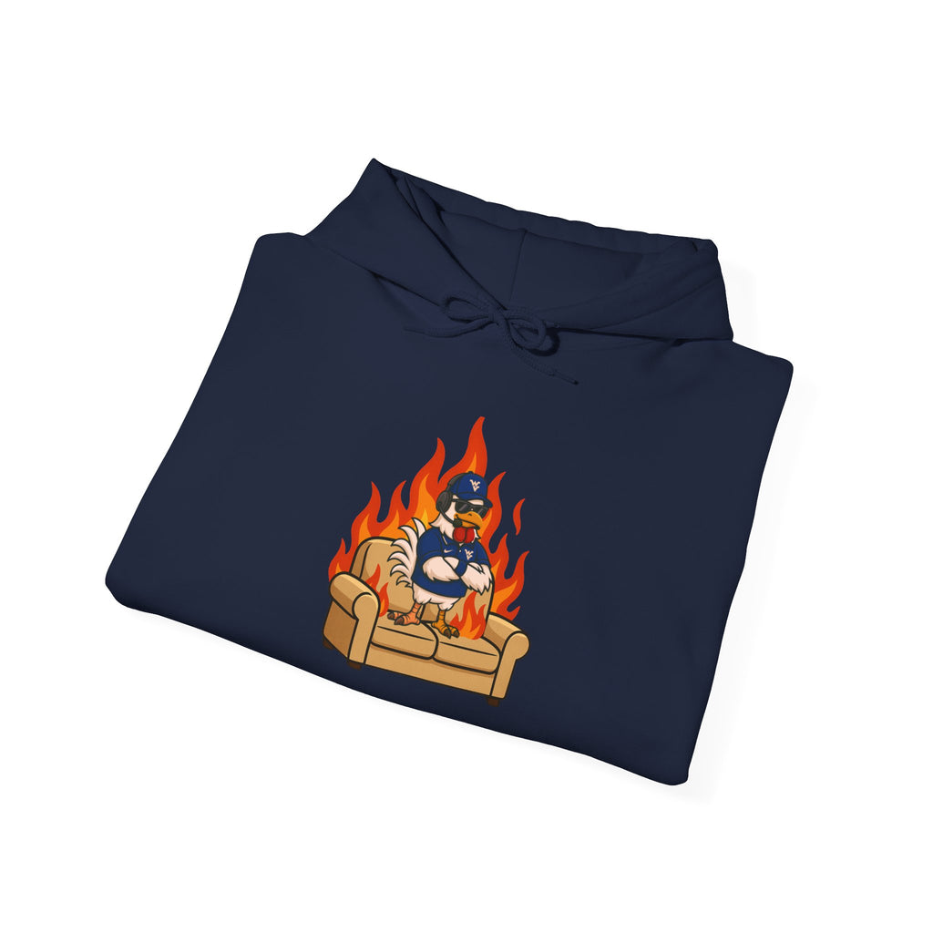 Big Rich Energy Couch Burning Shirt | Funny WVU Mountaineers Football Coach Hoodie | Morgantown Tradition Apparel
