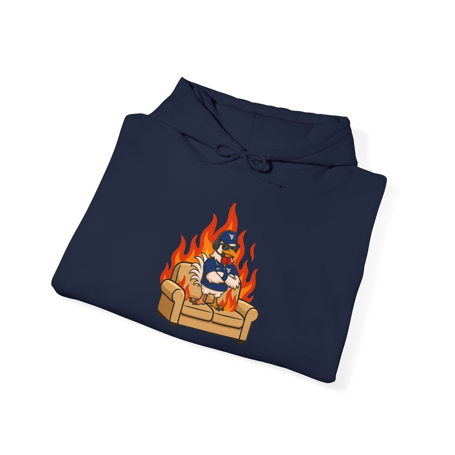 Big Rich Energy Couch Burning Shirt | Funny WVU Mountaineers Football Coach Hoodie | Morgantown Tradition Apparel