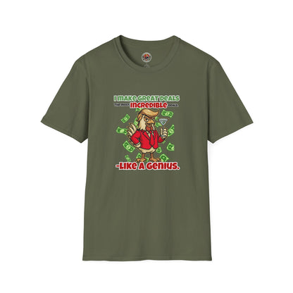 Cock-a-Doodle-Don “Like a Genius” Money Deal Rooster Tee – Funny Political Satire Shirt | ChickenPop Apparel Co.