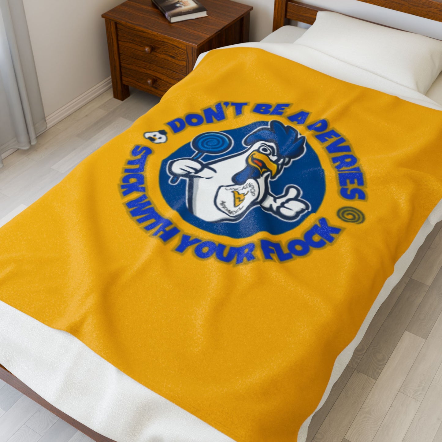 Don't Be A Devries Original Logo Velveteen Plush Blanket Gold