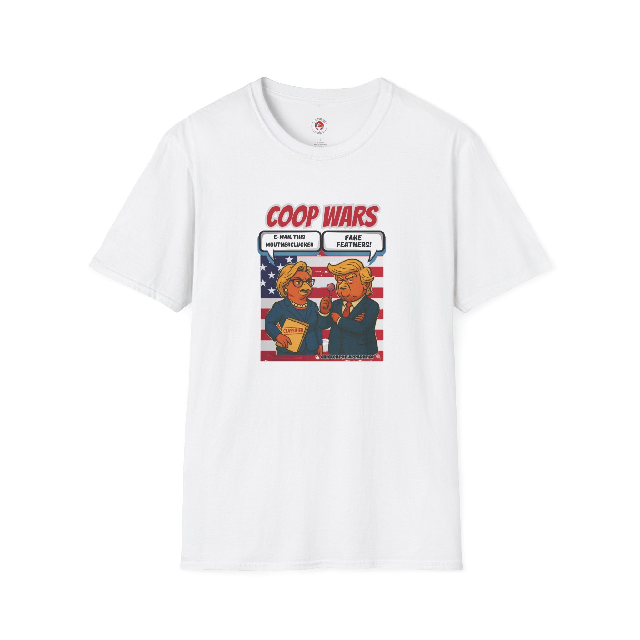 Coop Wars™ Tee – Hilaregg Cluckton vs. Cock-a-Doodle-Don | Political Chicken Fight Shirt
